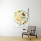 Cute Bumble Bee en Sunflower Wandkleed (In situ)