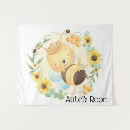 Cute Bumble Bee en Sunflower Wandkleed