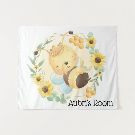 Cute Bumble Bee en Sunflower Wandkleed (Voorkant (horizontaal))