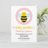 Cute Bumble Bee Girls Baby Sprinkle Invitation Kaart (Staand voorkant)