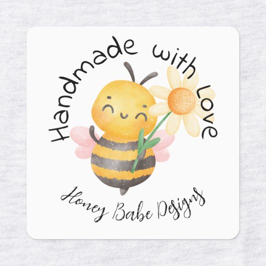 Cute Bumble Bee Handmade with Love Personalized Labels (Design 2)