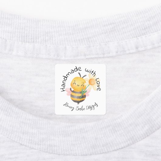 Cute Bumble Bee Handmade with Love Personalized Labels (Aangebracht)