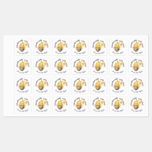 Cute Bumble Bee Handmade with Love Personalized Labels (Vel)