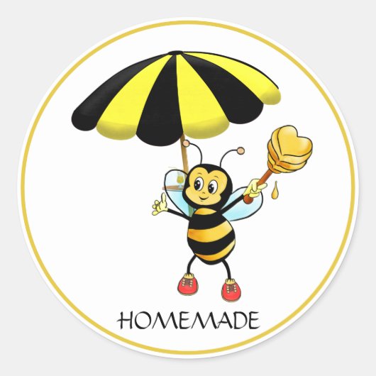 Cute Bumble Bee Honey Homemade Ronde Sticker (Voorkant)