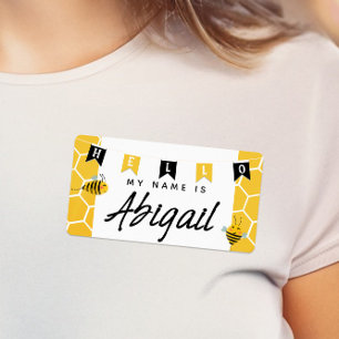 Cute Bumble Bee Honeycomb Hallo Mijn naam is Stick Etiket
