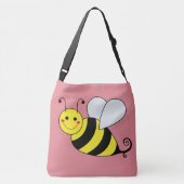 Cute Bumble Bee in Roze Gepersonaliseerd Crossbody Tas (Achterkant)