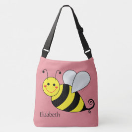 Cute Bumble Bee in Roze Gepersonaliseerd Crossbody Tas
