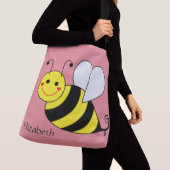 Cute Bumble Bee in Roze Gepersonaliseerd Crossbody Tas (Dichtbij)