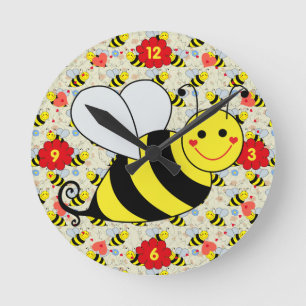 Cute Bumble Bee met Nummers Ronde Klok