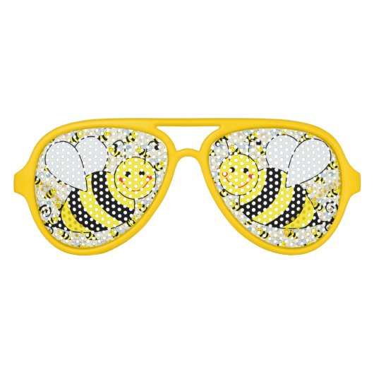 Cute Bumble Bee met Pattern Aviator Zonnebril (Voorkant)