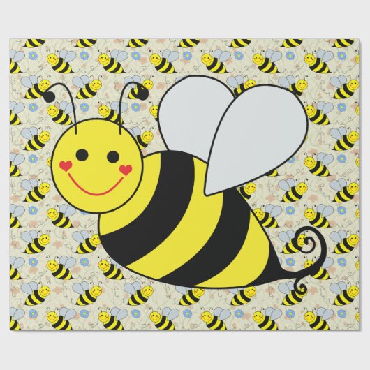 Cute Bumble Bee met Pattern Cadeaupapier (Vlak)