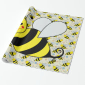 Cute Bumble Bee met Pattern Cadeaupapier (Uitgerold)