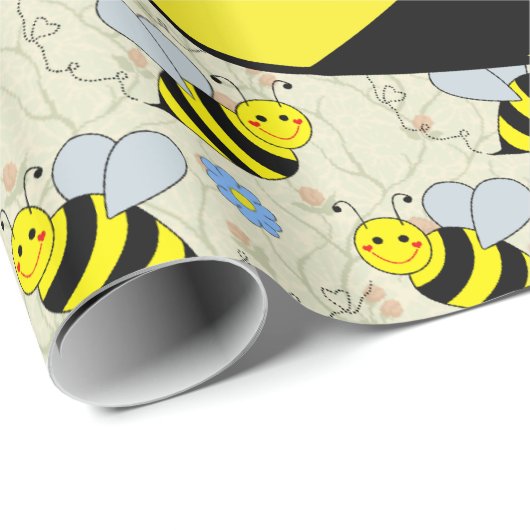 Cute Bumble Bee met Pattern Cadeaupapier (Rol Hoek)