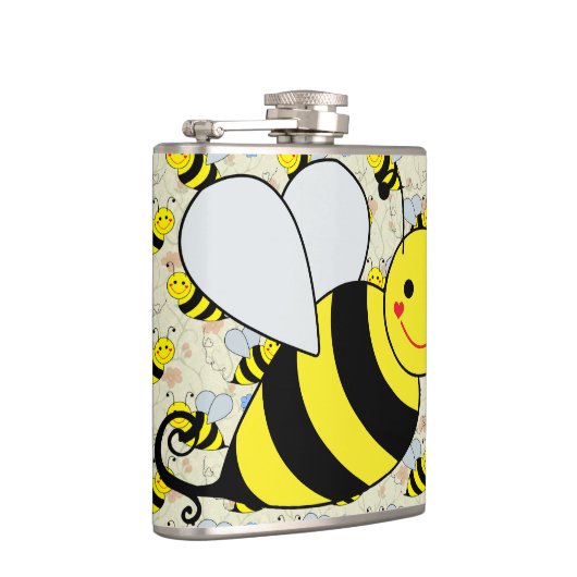 Cute Bumble Bee met Pattern Heupfles (Rechts)
