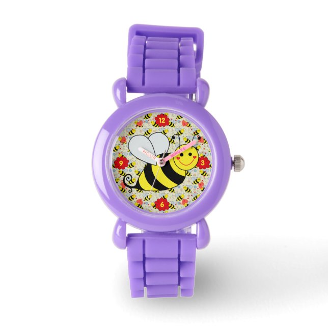 Cute Bumble Bee met Pattern Horloge (Voorkant)