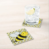 Cute Bumble Bee met Pattern Kartonnen Onderzetters (Insitu)