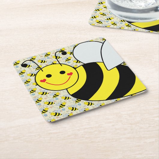 Cute Bumble Bee met Pattern Kartonnen Onderzetters (Schuin)