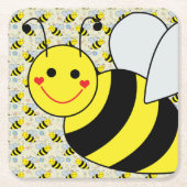 Cute Bumble Bee met Pattern Kartonnen Onderzetters (Voorkant)