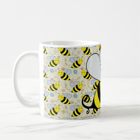 Cute Bumble Bee met Pattern Koffiemok (Links)