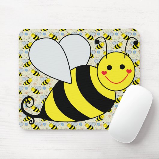 Cute Bumble Bee met Pattern Muismat (Met muis)