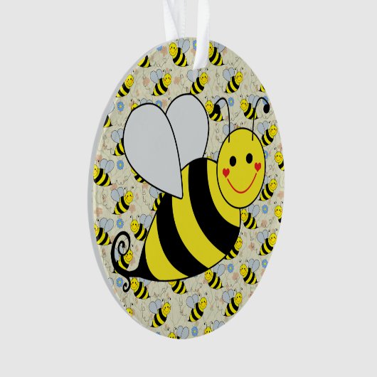 Cute Bumble Bee met Pattern Ornament (voorkant)