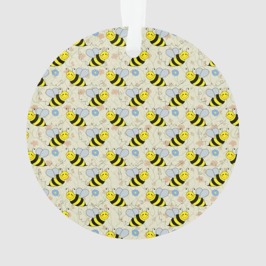 Cute Bumble Bee met Pattern Ornament (achterkant)