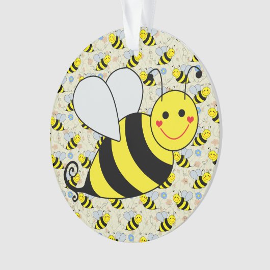 Cute Bumble Bee met Pattern Ornament (voorkant)