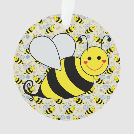 Cute Bumble Bee met Pattern Ornament (voorkant)