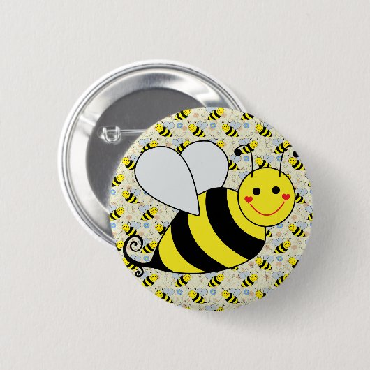 Cute Bumble Bee met Pattern Ronde Button 5,7 Cm (Voorkant /achterkant)