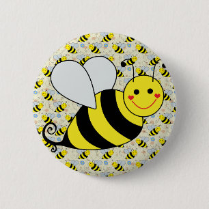 Cute Bumble Bee met Pattern Ronde Button 5,7 Cm