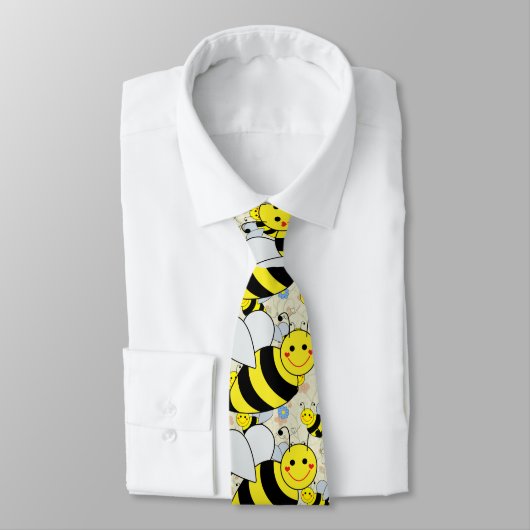 Cute Bumble Bee met Pattern Stropdas (Gebonden)