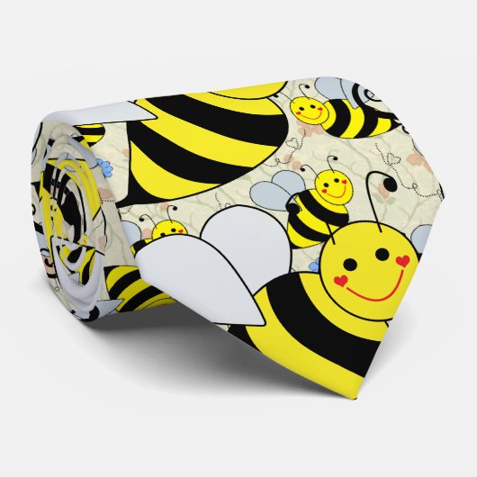 Cute Bumble Bee met Pattern Stropdas (Opgerold)