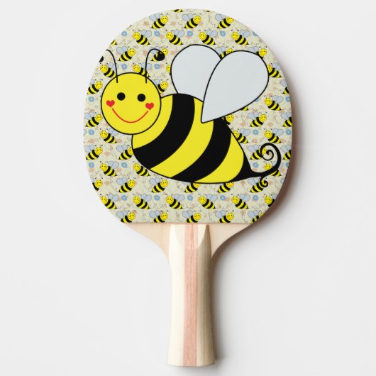 Cute Bumble Bee met Pattern Tafeltennisbatje (Voorkant)