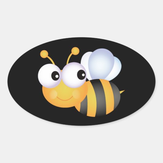 Cute Bumble Bee Ovale Sticker (Voorkant)