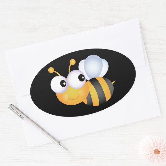 Cute Bumble Bee Ovale Sticker (Envelop)