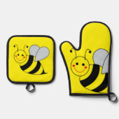 Cute Bumble Bee Ovenwant & Pannenlap Set (Voorkant)