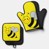 Cute Bumble Bee Ovenwant & Pannenlap Set (Voorkant / Achterkant)
