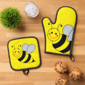 Cute Bumble Bee Ovenwant & Pannenlap Set (Top down)