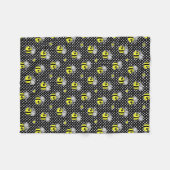 Cute Bumble Bee Pattern Black Fleece Deken (Voorkant (Horizontaal))