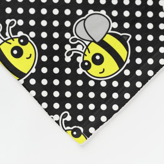 Cute Bumble Bee Pattern Black Fleece Deken (Hoek)