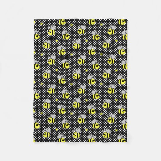 Cute Bumble Bee Pattern Black Fleece Deken (Voorkant)