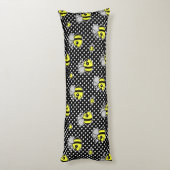 Cute Bumble Bee Pattern Black Lichaamskussen (Achterkant (Verticaal))