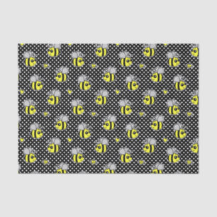 Cute Bumble Bee Pattern Black Tissuepapier