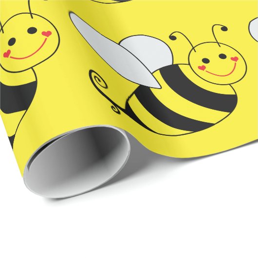 Cute Bumble Bee Pattern Cadeaupapier (Rol Hoek)
