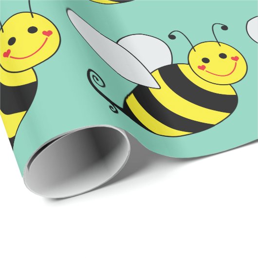 Cute Bumble Bee Pattern Cadeaupapier (Rol Hoek)