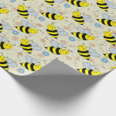 Cute Bumble Bee Pattern Cadeaupapier (Hoek)
