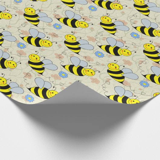 Cute Bumble Bee Pattern Cadeaupapier (Hoek)