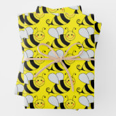 Cute Bumble Bee Pattern | Geel Inpakpapier Vel (In situ)
