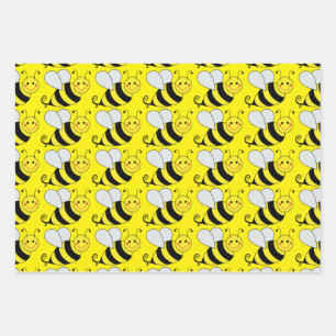 Cute Bumble Bee Pattern Geel Inpakpapier Vel