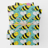 Cute Bumble Bee Pattern | Kleurrijk Inpakpapier Vel (In situ)